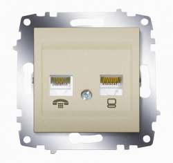 ABB Cosmo Титаниум Розетка комп. + TF 2-ая (RJ45 cat 6 + RJ 11) арт. 619-011400-249