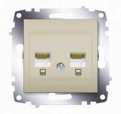 ABB Cosmo Титаниум Розетка комп. 2-ая (RJ45 cat 6 + RJ45 cat 6) арт. 619-011400-248