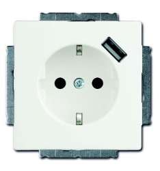 ABB Future Розетка USB со шторками, 20 EUCBUSB-884-500, белый бархат, 16А, 700 мА, защита от перегрузки и КЗ, безвинт.клеммы, защитные шторки, арт. 2011-0-6182