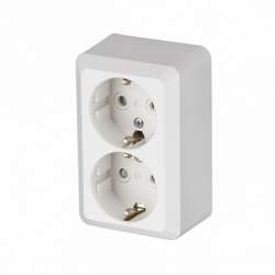 ABB Jussi Розетка Doubleс/з с заземлением, 16А/ 250В, зажимные клеммы, наружный монтаж, белый арт. 402EA