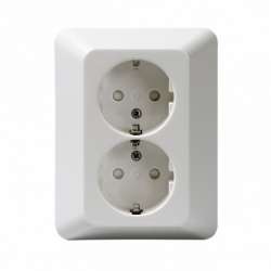 ABB Jussi Розетка Doubleс/з в сборе с заземлением, 16А/ 250В, винт.клеммы, белый арт. 232EUJ