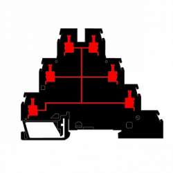 ABB Клемма D4/6.T1, 3-уровневая клемма, все зажимы соединены перемычкой, винт 4мм.кв., черная арт. 1SNA199219R0300