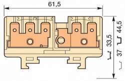 ABB Клемма HD6/9.2G.3G quick-connect (fast on) 6,3x0,8мм, 6 мм. кв., 2 цепи (3 вертикальные + 2 вертикальные с тестовым гнездом) арт. 1SNA160564R0100