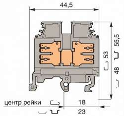 ABB Клемма M2,5/6.2G.2G, 4 quick connect (fast on) 6,3x0,8 мм или 2,8х0,8 мм, горизонтальные арт. 1SNA115191R0300