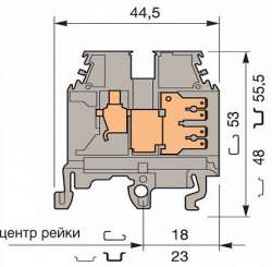 ABB Клемма M4/6.2G винт 4мм.кв., 2 quick connect (fast on) 6,3x0,8 мм, горизонтальные арт. 1SNA115189R1100