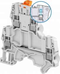 ABB Клемма винтовая ZS4-D2-S-T2 - 4 мм?, 2 уровня, 4 зажима, ножевой разъединитель на верхнем уровне, 2 тест. Розетки на верхнем уровне арт. 1SNK505316R0000