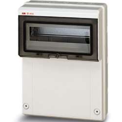 ABB Luca Бокс промышленный навесной серый 12мод. с дымчатой дв. и глухой пер. стенкой IP65 арт. 13204