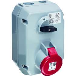 ABB MM Розетка металл. с выключателем и механической блокировкой 316MM9, 16A, 3P+E, IP44, 9ч арт. 2CMA167977R1000