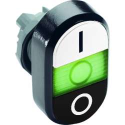 ABB MPD Кнопка двойная MPD6-11G (белая/черная) зеленая линза с текстом ( I/O) арт. 1SFA611135R1102