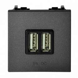 ABB NIE Zenit Антрацит Механизм USB зарядного устройства, 2М, 2х750 мА/ 1х1500мА арт. N2285 AN