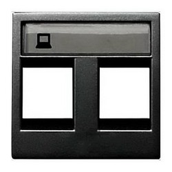 ABB NIE Zenit Антрацит Накладка 2-я тел/комп розетки(для суп2017.2,2017.3,2018,2018.5,2018.6,2018.8 арт. N2218.2 AN