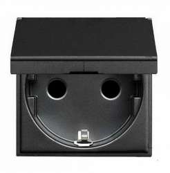 ABB NIE Zenit Антрацит Розетка с/з с защитными шторками с крышкой 2 мод арт. N2288.1 AN