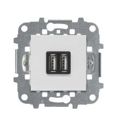 ABB NIE Zenit Бел Механизм USB зарядного устройства, 2М, 2х750 мА/ 1х1500мА арт. N2285 BL