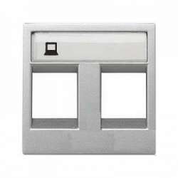 ABB NIE Zenit Серебро Накладка 2-я тел/комп розетки(для суп.2017.2,2017.3,2018,2018.5,2018.6,2018.8 арт. N2218.2 PL