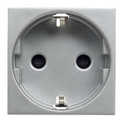 ABB NIE Zenit Серебро Розетка с/з с защитными шторками, безвинт. зажим, 2 мод арт. N2288.6 PL