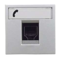 ABB NIE Zenit Серебро Розетка телефонная на 6 контактов, RJ12, 2 мод арт. N2217.6 PL