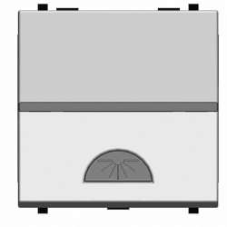 ABB NIE Zenit Серебро Выключатель 1-клавишный кнопочный НО-контакт с символом Освещение 2 мод арт. N2204.2 PL