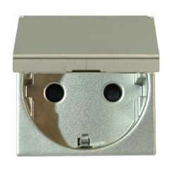 ABB NIE Zenit Шампань Розетка с/з с защитными шторками с крышкой 2 мод арт. N2288.1 CV