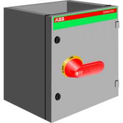 ABB OT4 Рубильник в боксе OT400DLAA3A до 400А(АС23) 3-х полюсный, 2НО+1Н З доп. контакт, красно-желтая ручка, нет фланец2 арт. 1SCA022280R5620