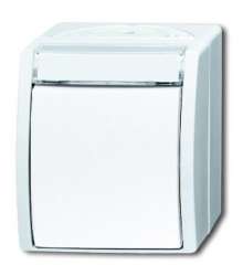 ABB Ocean Переключатель 1-клавишный, с полем для надписи, IP44, откр.монтаж, серый/сине-зелёный (1085-0-1635) арт. 1085-0-1635