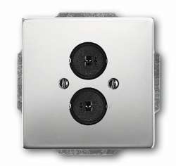 ABB Pure сталь Плата центральная с суппортом с 2-мя разъёмами для громкоговорителя арт. 1723-0-0255