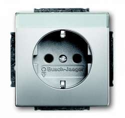 ABB Pure сталь Розетка с/з 16А 250В с полем для надписи арт. 2011-0-3851