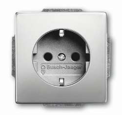 ABB Pure сталь Розетка с/з 16А 250В с защ. шторками арт. 2013-0-5276