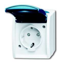 ABB Розетка с/з 16А 250В IP44 откр.монтаж, с полем для надписи, серый/сине-зелёный арт. 2083-0-0848