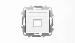 ABB SKY Альпийский белый Накладка для 1-го суппорта/разъёма типа 2017... или 2018..., со шторками и полем для надписи арт. 2CLA851810A1101