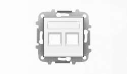 ABB SKY Альпийский белый Накладка для 2-х суппортов/разъёмов типа 2017... и/или 2018..., со шторками и полем для надписи арт. 2CLA851820A1101