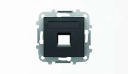 ABB SKY Чёрный бархат Накладка для 1-го суппорта/разъёма типа 2017... или 2018..., со шторками и полем для надписи арт. 2CLA851810A1501