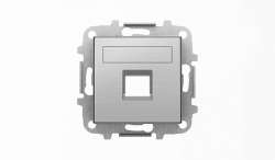 ABB SKY Нержавеющая сталь Накладка для 1-го суппорта/разъёма типа 2017... или 2018..., со шторками и полем для надписи арт. 2CLA851810A1401