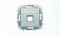 ABB SKY Серебристый алюминий Накладка для 1-го суппорта/разъёма типа 2017... или 2018..., со шторками и полем для надписи арт. 2CLA851810A1301