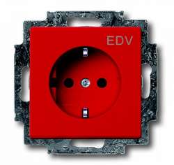 ABB Solo/future Розетка с/з 16А 250В с маркировкой EDV, со шторками, красный арт. 2013-0-5325