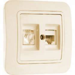 ABB Zena без рамки крем. розетка комп+TF арт. 609-010300-249