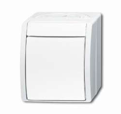 ABB ocean Кнопка 1-клавишная, 1-полюсная, с N-клеммой, IP44, откр.монтаж, альпийский белый арт. 1484-0-0377
