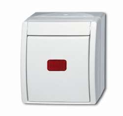 ABB ocean Переключатель 1-клавишный, контрольный, IP44, откр.монтаж, альпийский белый арт. 1085-0-1622