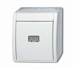 ABB ocean Переключатель 1-клавишный, с подсветкой, IP44, откр.монтаж, альпийский белый арт. 1085-0-1626