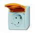 ABB ocean Розетка с/з 16А 250В IP44, откр.монтаж, c оранжевой крышкой, серый/сине-зелёный арт. 2083-0-0820