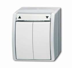 ABB ocean Выключатель жалюзи, без фиксации, откр.монтаж, IP44, ocean альпийский белый арт. 1442-0-0474