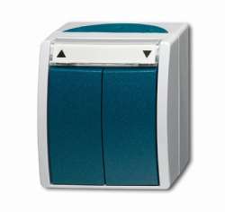 ABB ocean Выключатель жалюзи, с фиксацией, откр.монтаж, IP44, серый/сине-зелёный арт. 1085-0-1612