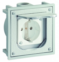 ABL Розетка для скрытой уст, крышка-мет, бокс-терм, 2 каб вв с резьб М20, серая, IP41, 94,5х94,5 мм арт. 1471460