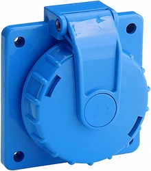 ABL Розетка приборная, термопласт, фланец, с крышкой и байонетным замком IP68, 16A, 2P+E,250V, синий арт. 1987951
