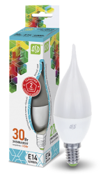 ASD Standard Лампа LED свеча на ветру 3.5Вт 160-260В Е14 4000К 320Лм арт. 4690612004747