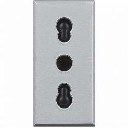 BT Axolute Алюминий Розетка с/з Euro-Italian 10А/16А, безвинт. зажим, 1 мод арт. HC4180W