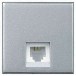 BT Axolute Алюминий Розетка телефон RJ11 3 кат. 2 мод арт. HC4258/11D