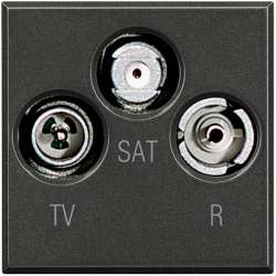 BT Axolute Антрацит Розетка ТV-FM-SAT 2 мод арт. HS4210D