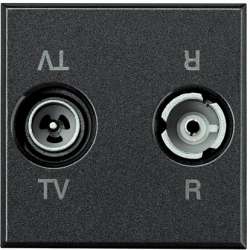 BT Axolute Антрацит Розетка ТV-RD оконечная 2 мод арт. HS4211D