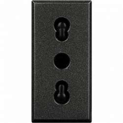 BT Axolute Антрацит Розетка с/з Euro-Italian 10А/16А, безвинт. зажим, 1 мод арт. HS4180W