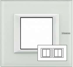 BT Axolute Белое стекло Рамка 2+2 мод прямоугольная горизонтальная арт. HA4802M2HVBB